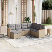 Loungeset 7-delig poly rattan gemengd beige