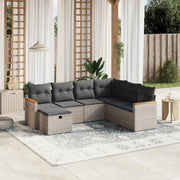 Loungeset 7-delig poly rattan grijs