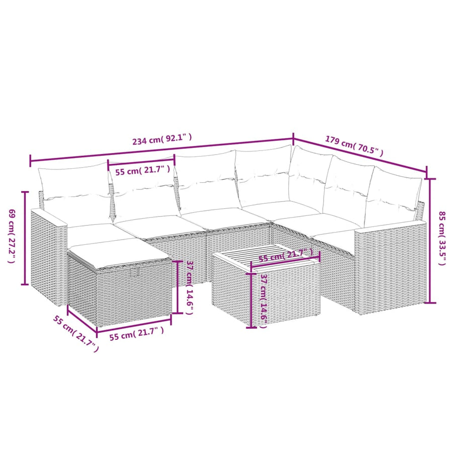 8-Delige Loungeset Met Kussens Poly Rattan Zwart