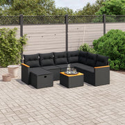 Loungeset 8-delig poly rattan zwart
