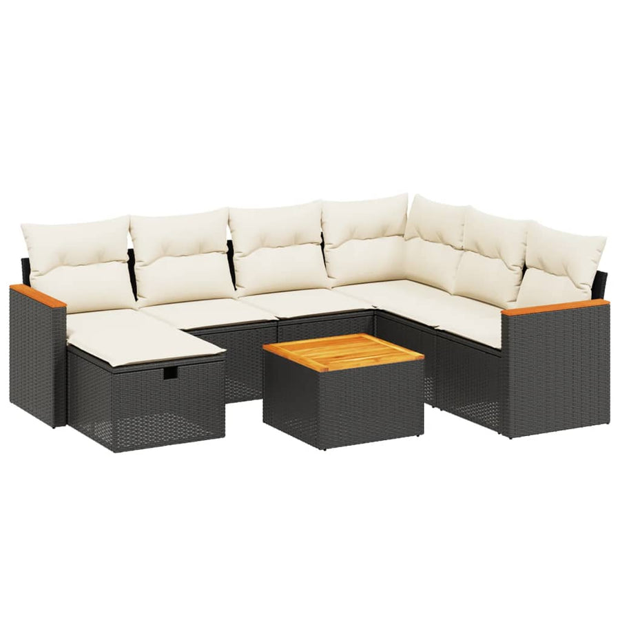 8-Delige Loungeset Met Kussens Poly Rattan Zwart
