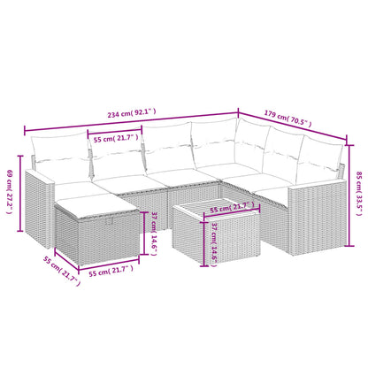 8-Delige Loungeset Met Kussens Poly Rattan Zwart