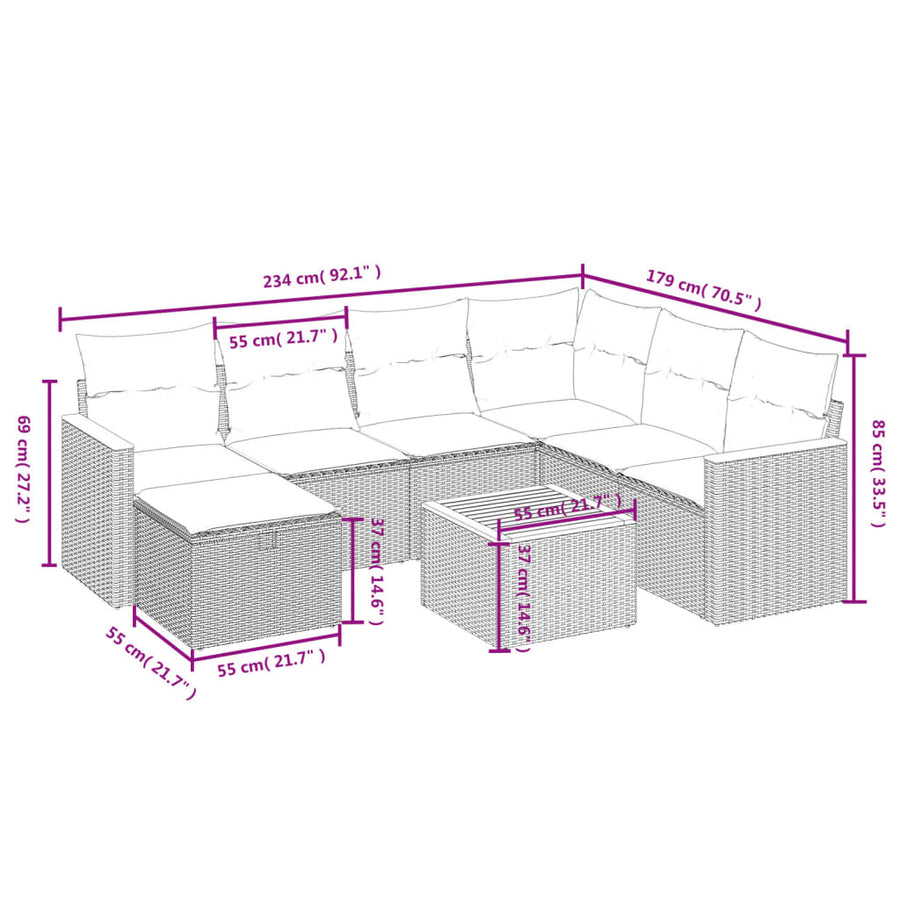8-Delige Loungeset Met Kussens Poly Rattan Zwart