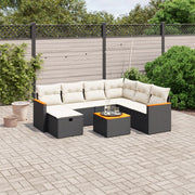 Loungeset 8-delig poly rattan zwart