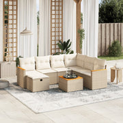 Loungeset 8-delig poly rattan beige