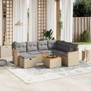 Loungeset 8-delig poly rattan gemengd beige
