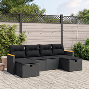 Loungeset 6-delig poly rattan zwart