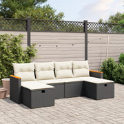 Loungeset 6-delig poly rattan zwart