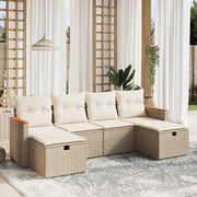 Loungeset 6-delig poly rattan beige