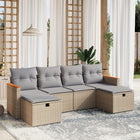 Loungeset 6-delig poly rattan gemengd beige