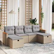 Loungeset 6-delig poly rattan gemengd beige