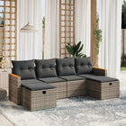 Loungeset 6-delig poly rattan grijs