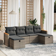 Loungeset 6-delig poly rattan grijs