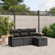 Loungeset 4-delig poly rattan zwart