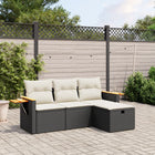 4-Delige Loungeset Met Kussens Poly Rattan Zwart