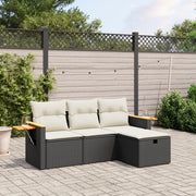 Loungeset 4-delig poly rattan zwart