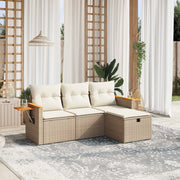 Loungeset 4-delig poly rattan beige