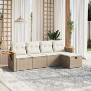 Loungeset poly rattan 5-delig beige