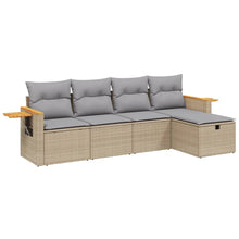 5-Delige Loungeset Met Kussens Poly Rattan Gemengd Beige