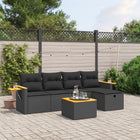 6-piece Lounge Set with cushions poly rattan black