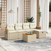 Loungeset 6-delig poly rattan beige