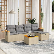 Loungeset 6-delig poly rattan gemengd beige