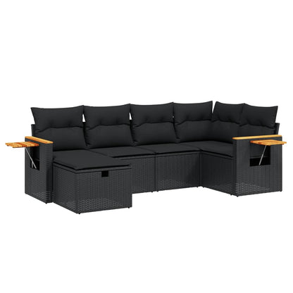 6-Delige Loungeset Met Kussens Poly Rattan Zwart
