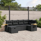 6-piece Lounge Set with cushions poly rattan black