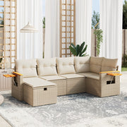 Loungeset 6-delig poly rattan beige
