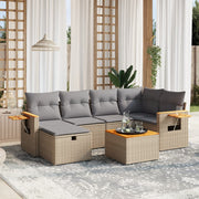 Loungeset 7-delig poly rattan gemengd beige