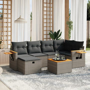 Loungeset 7-delig poly rattan grijs