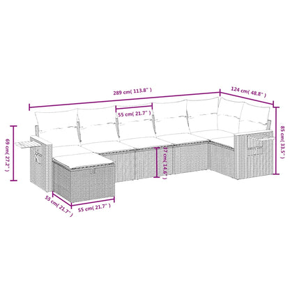 7-Delige Loungeset Met Kussens Poly Rattan Zwart