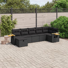 7-piece lounge set with cushions poly rattan black