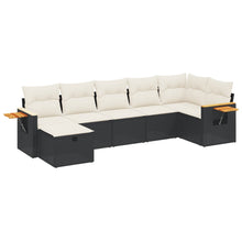 7-Delige Loungeset Met Kussens Poly Rattan Zwart