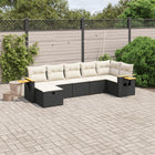 7-Delige Loungeset Met Kussens Poly Rattan Zwart