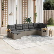 Loungeset 7-delig poly rattan grijs