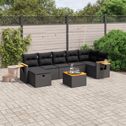 Loungeset 8-delig poly rattan zwart