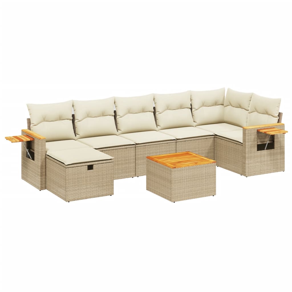 8-Delige Loungeset Met Kussens Poly Rattan Beige