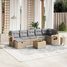 8-Delige Loungeset Met Kussens Poly Rattan Gemengd Beige