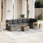 Loungeset 8-delig poly rattan grijs