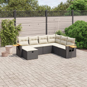 Loungeset 7-delig poly rattan zwart
