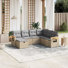 7-Delige Loungeset Met Kussens Poly Rattan Gemengd Beige