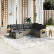 Loungeset 7-delig poly rattan grijs