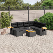 Loungeset 8-delig poly rattan zwart