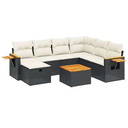 8-Delige Loungeset Met Kussens Poly Rattan Zwart