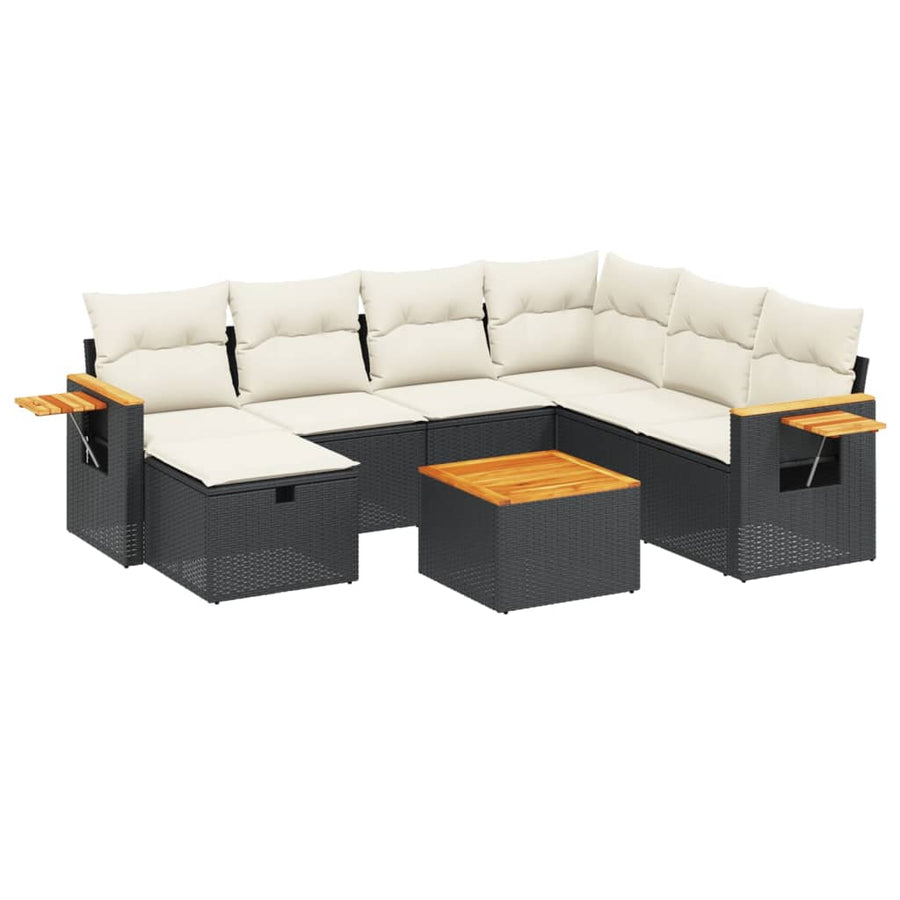 8-Delige Loungeset Met Kussens Poly Rattan Zwart