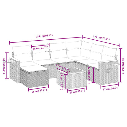 8-Delige Loungeset Met Kussens Poly Rattan Beige