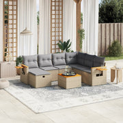 Loungeset 8-delig poly rattan gemengd beige
