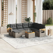 Loungeset 8-delig poly rattan grijs
