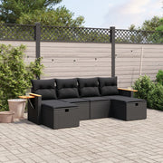 Loungeset 6-delig poly rattan zwart